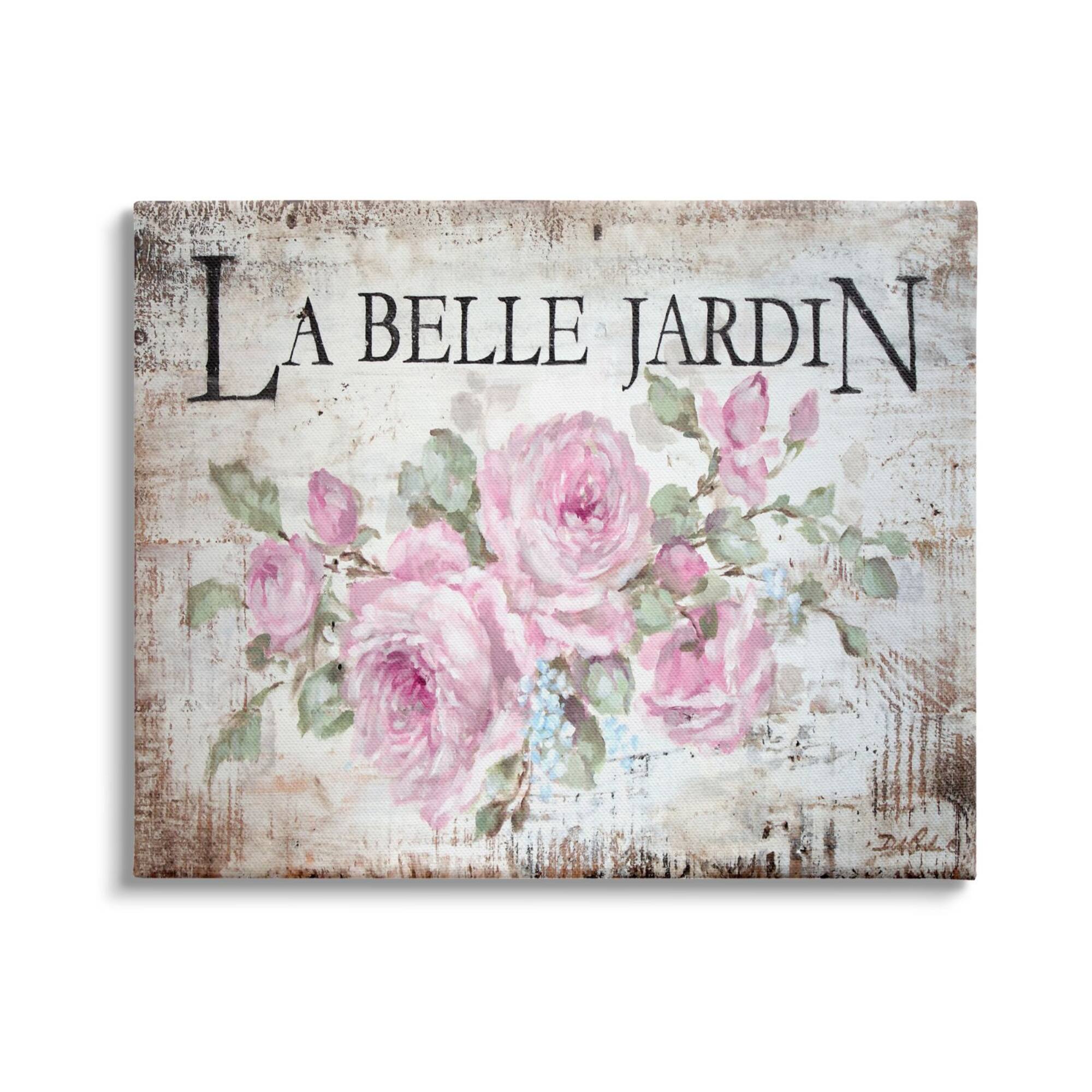 Stupell Industries La Belle Jardin Vintage Parisian Advertisement Pink Roses Canvas Wall Art
